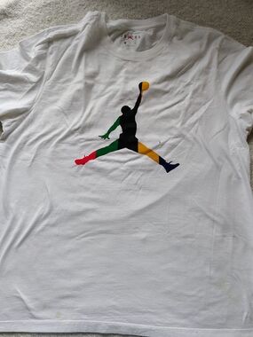 Jordan Jumpman Logo Tee - White with Multicolor Logo. NWT! Size XL